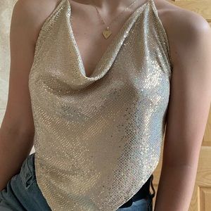 SEQUIN OPEN BACK TOP